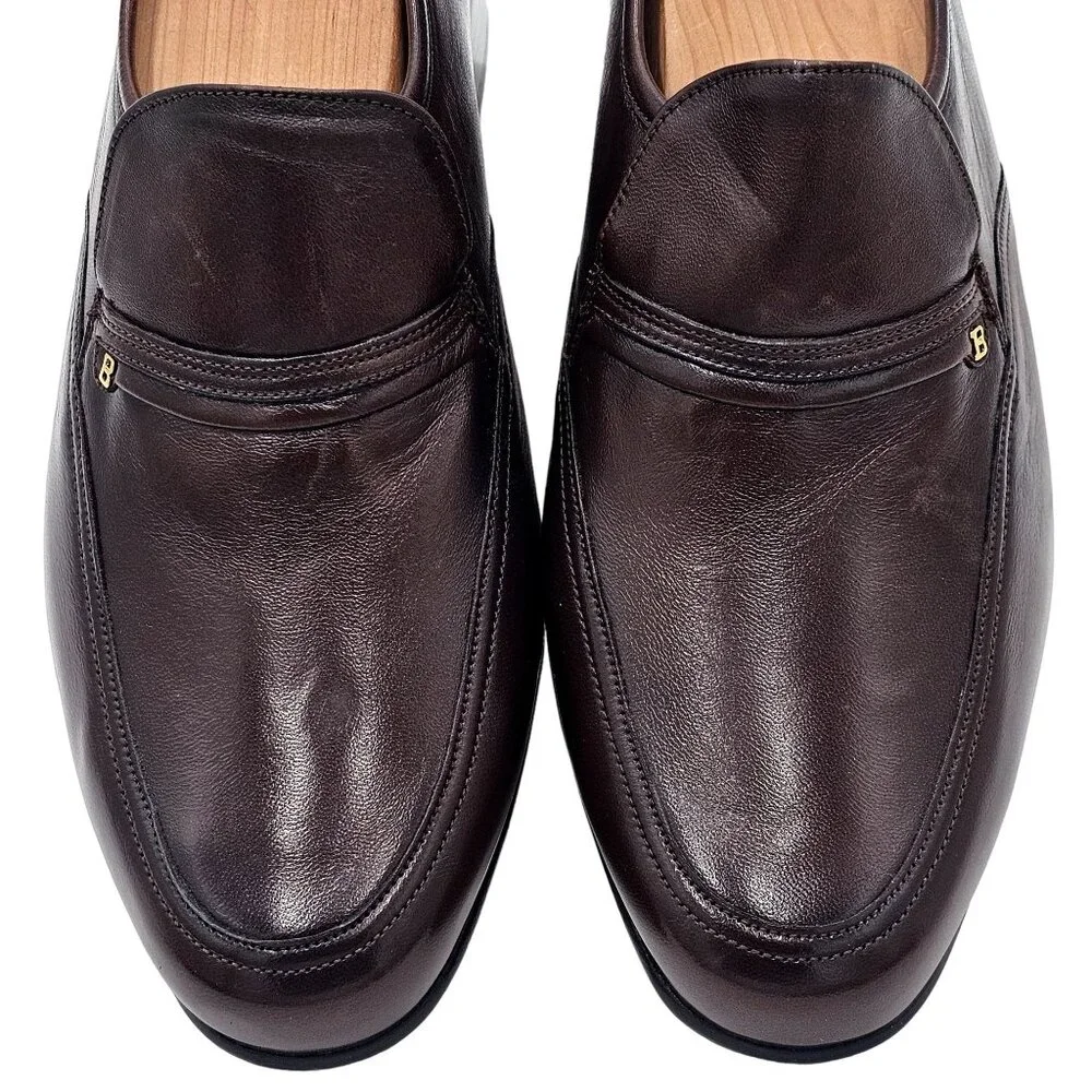 NEW Vintage Bally Men's size 6.5E Brown Calfskin Leather Dress Shoes Bit Loafers - Picture 3 of 15